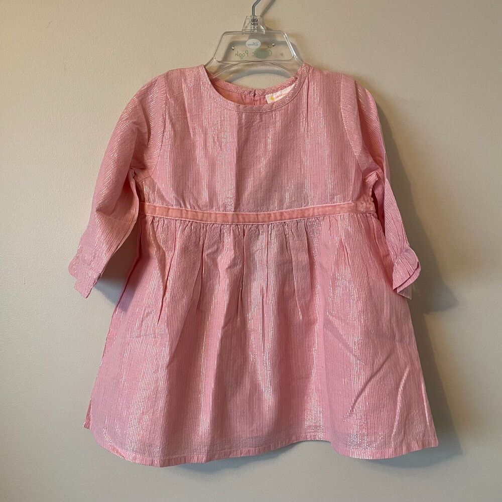 Masala Baby Layla Metallic Stripe Pink Dress 18-24 months